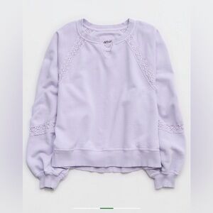 Aerie Women’s Hey Crochet Sweatshirt Lavender Size M